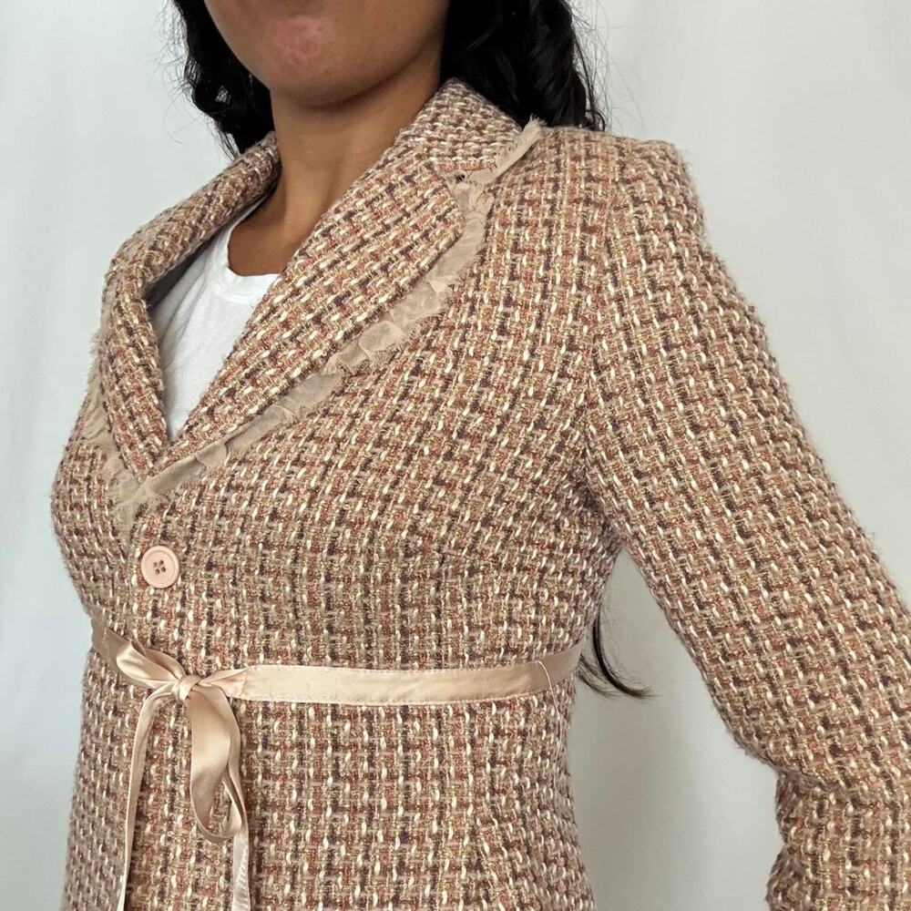 2000s Laundry by Shelli Segal pink tweed jacket - Picture 5 of 10